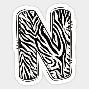 Zebra Letter N Sticker